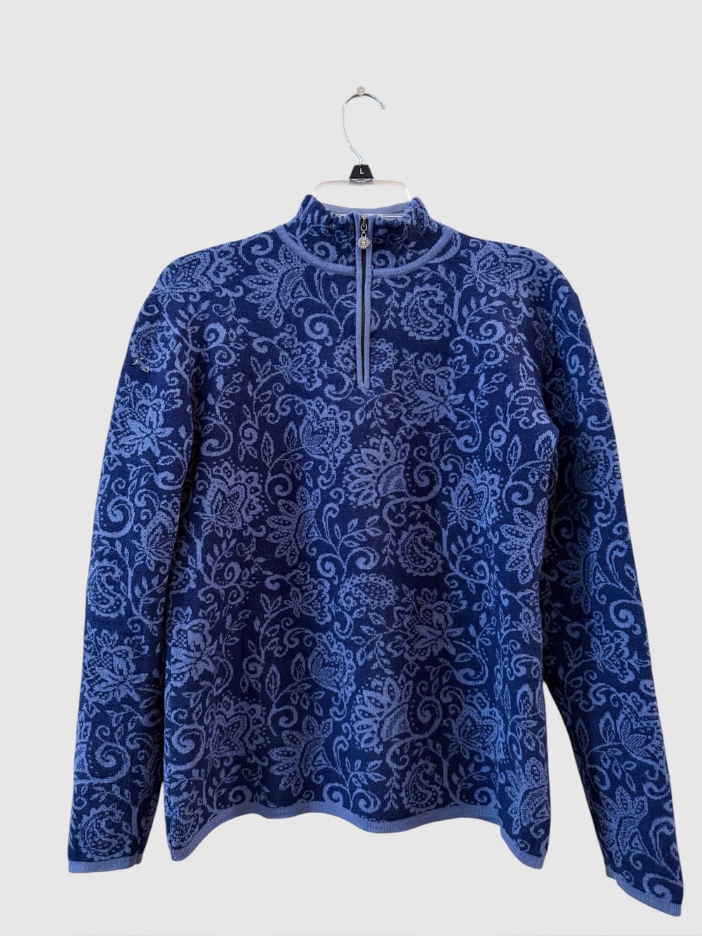 Neve cobalt blue paisley print 1/4 zip sweater